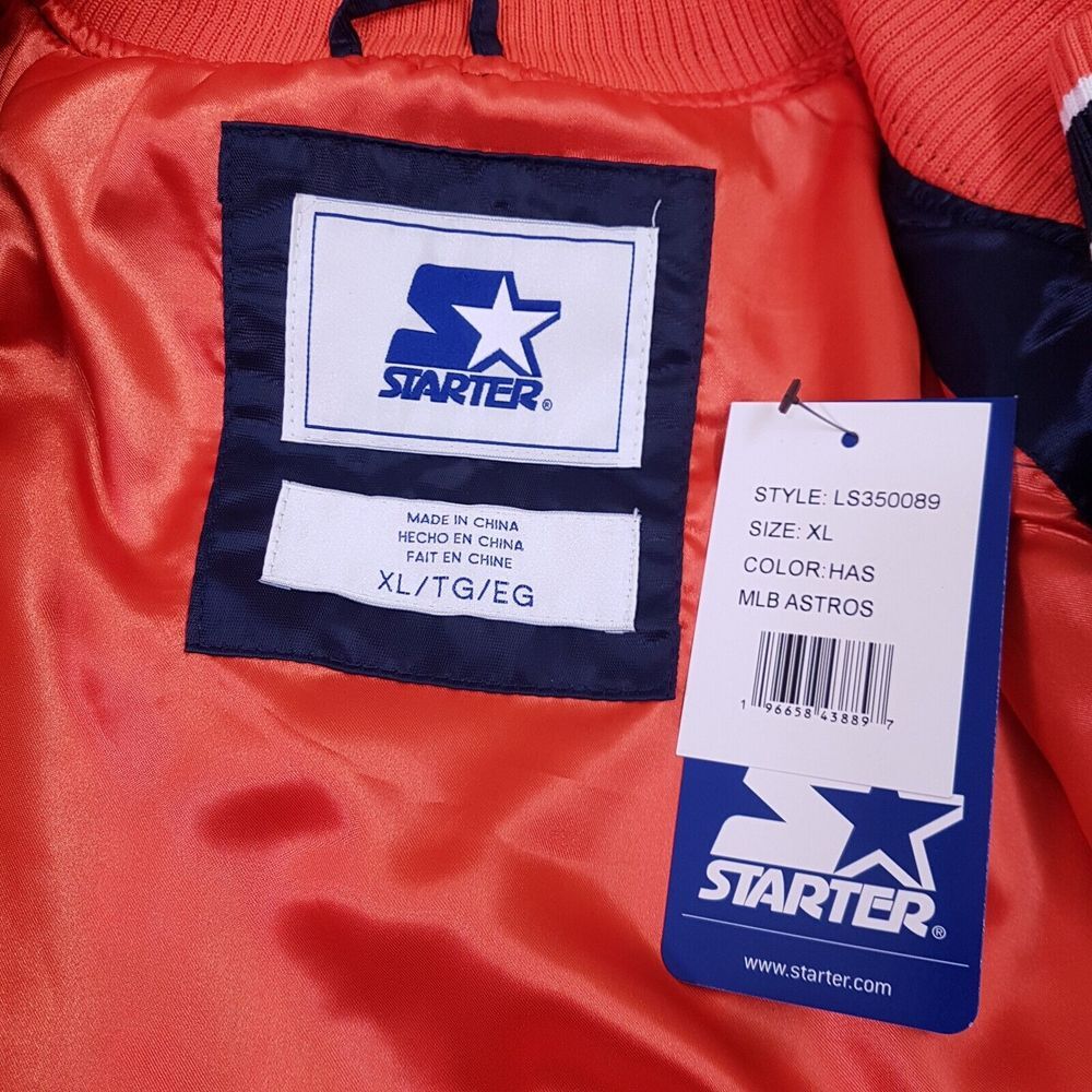 STARTER Houston Astros Button Up Bomber Jacket Mens Size XL Blue Orange‎ - Picture 7 of 10